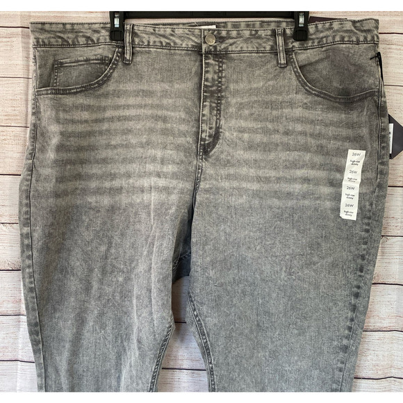 Ava & Viv Black Stone Wash Jeans Size 26W NWT High Rise Skinny Stretch Raw Hems - Picture 2 of 9